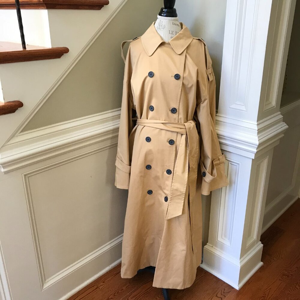 By Malene Birger Alanis Oversized Rain Trench Coat Womens 44 14 XL Tan Sand Belt - Picture 4 of 15